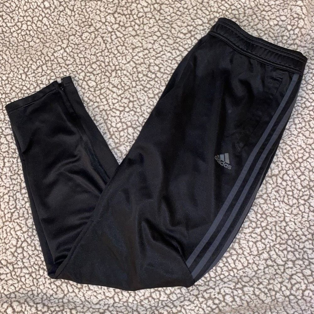 Adidas Black and Grey Track Pants Size Large